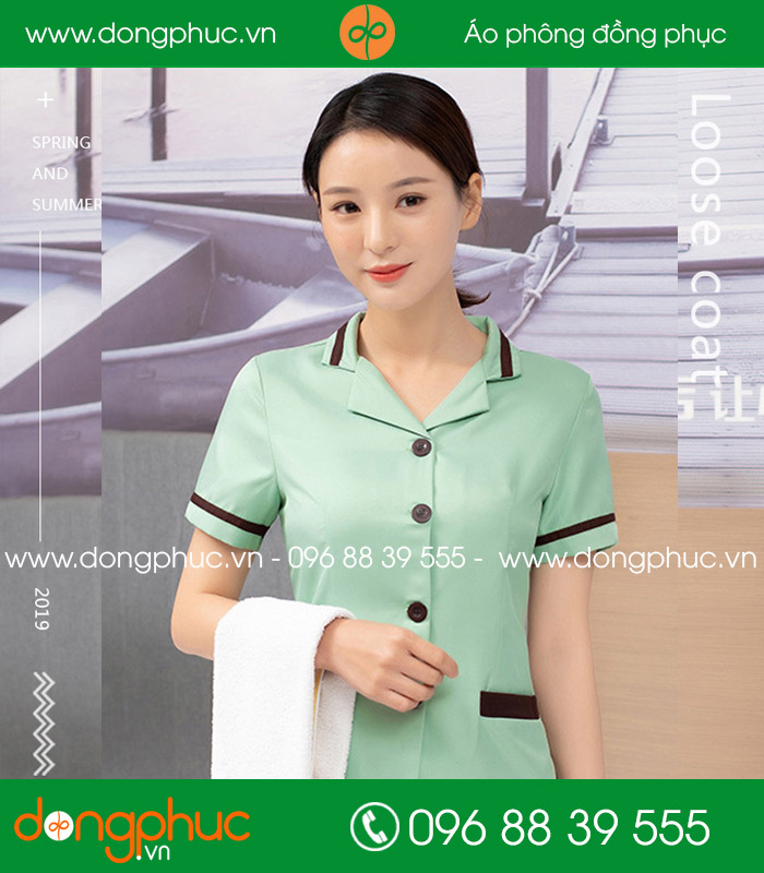 đồng phục vệ sinh màu xanh nhạt